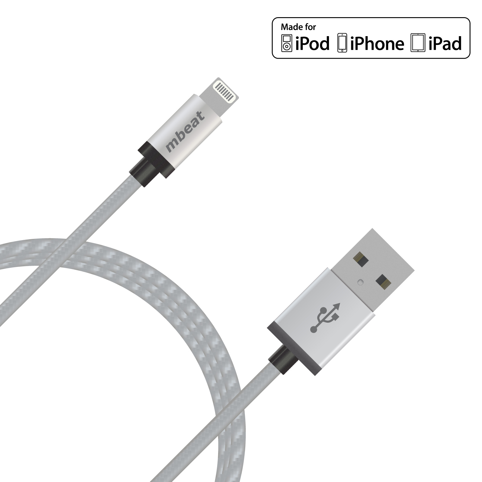 LIGHTNING™ TO USB CABLE WITH NYLON BRAIDED-2 meters -MFI certified Cable 